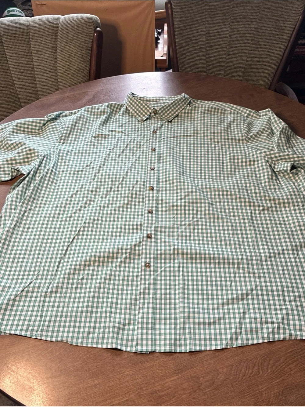 Harbor Bay 4XL Plaid Button Up Short Sleeve Shirt Green Casual